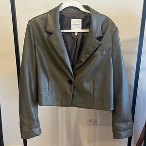 Avec Les Filles Faux Leathee Blazer Size Large